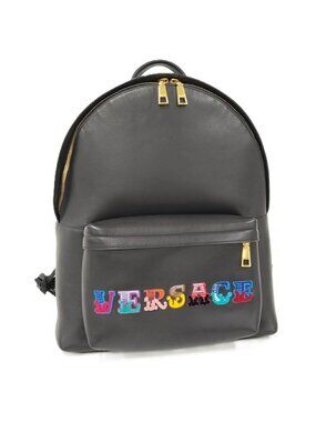 Versace Backpack Multicolor Logo Leather Black Versace Nylon Backpack - Blue Backpacks, Handbags  main image 3